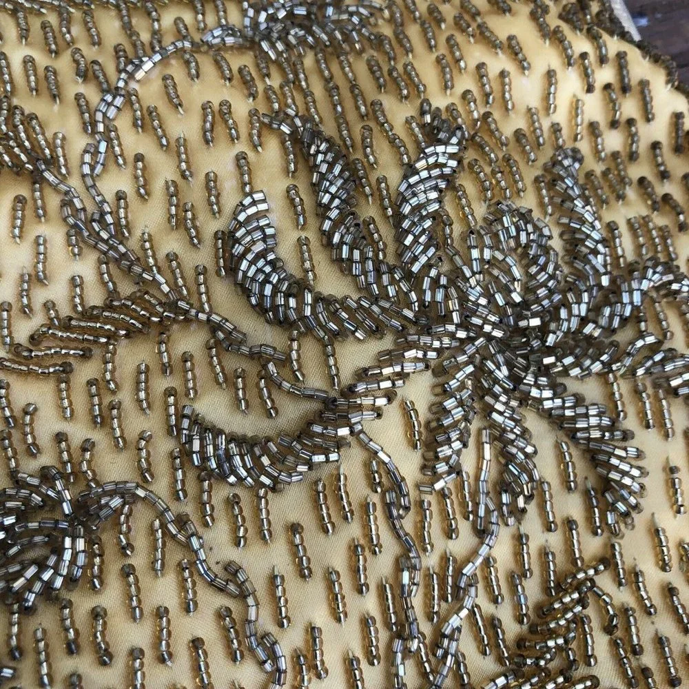 Mister Ernest Gold Floral Beaded Purse Evening Bag Vintage 50s 60s Hong Kong